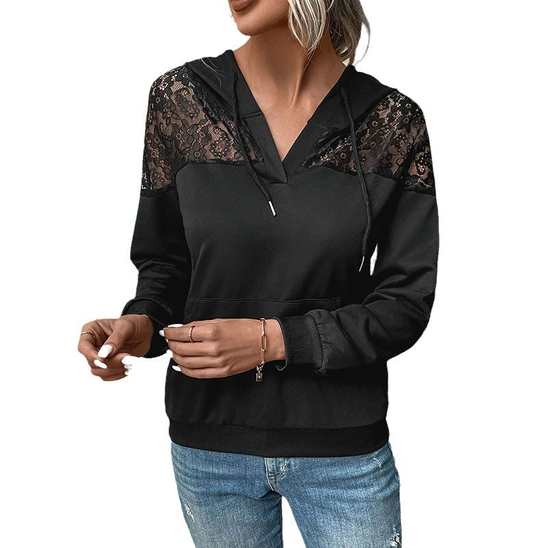 Autumn And Winter New Long Sleeve Black  Women's Hoodie Sweater