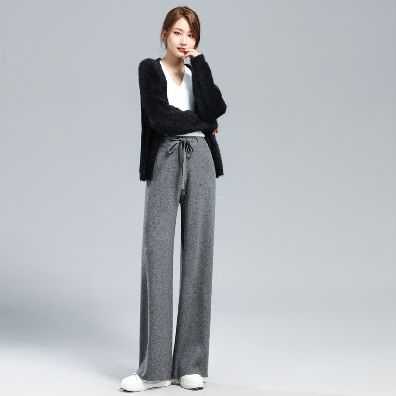 Women's Fashionable Cashmere Knitted Wide-leg Pants