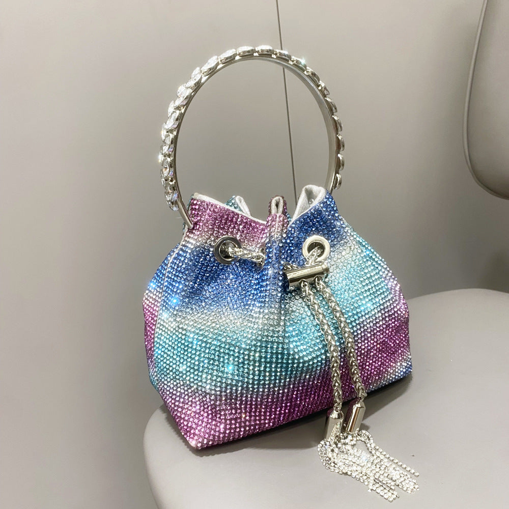 Taske med diamanter, håndtag og skulderrem/crossbody-strop