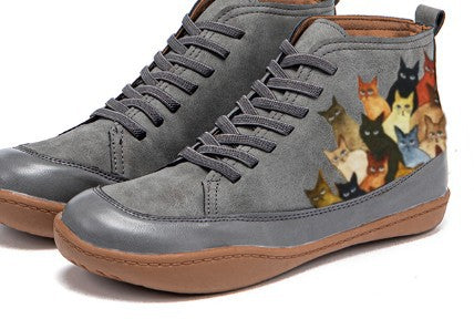 British PU Women's Shoes Fashion Mid-cut Boots