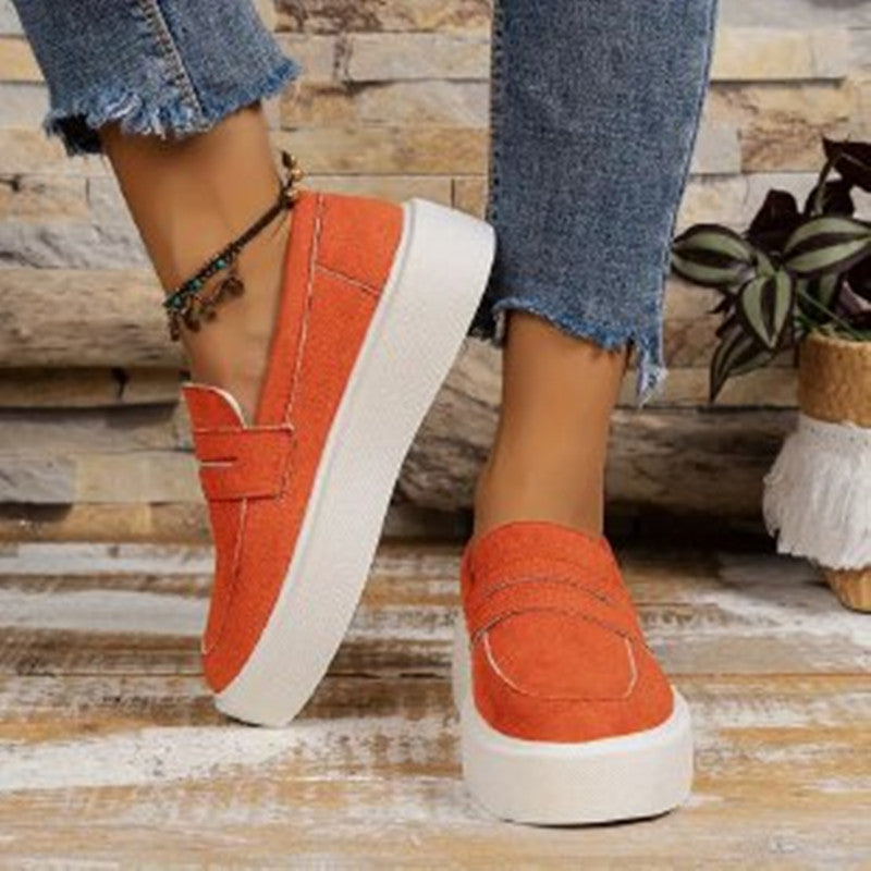 Nye Loafers Platform Runde Tå Slip-on Sko Til Kvinder Udendørs Casual Gåsko
