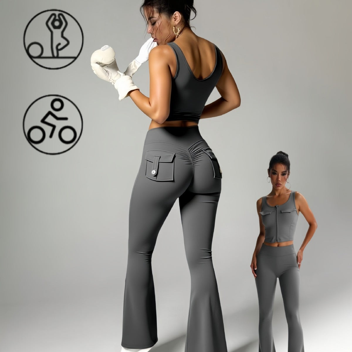 Yoga Workout Beauty Back High Waist Hip Lift Tight Belly Trimming Sports Suit