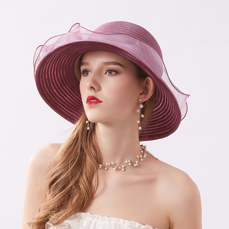South Korea's New Lace Sunshade Hat Women's Organza Large Edge Foldable