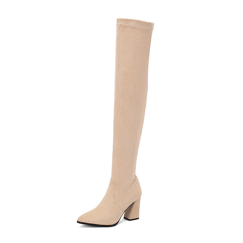 Stylish Suede Womens High Heels With A Pointed Toe And Denim Strap Buckle