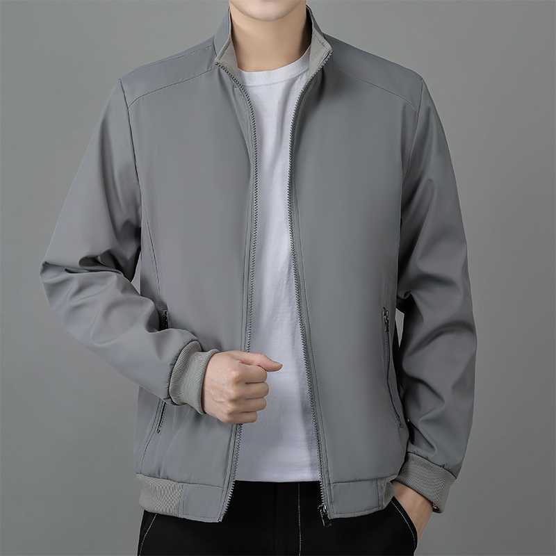Casual Jacket Men's Fleece-lined Thickening Stand Collar Jacket Cotton-padded Jacket Warm Dad Wear