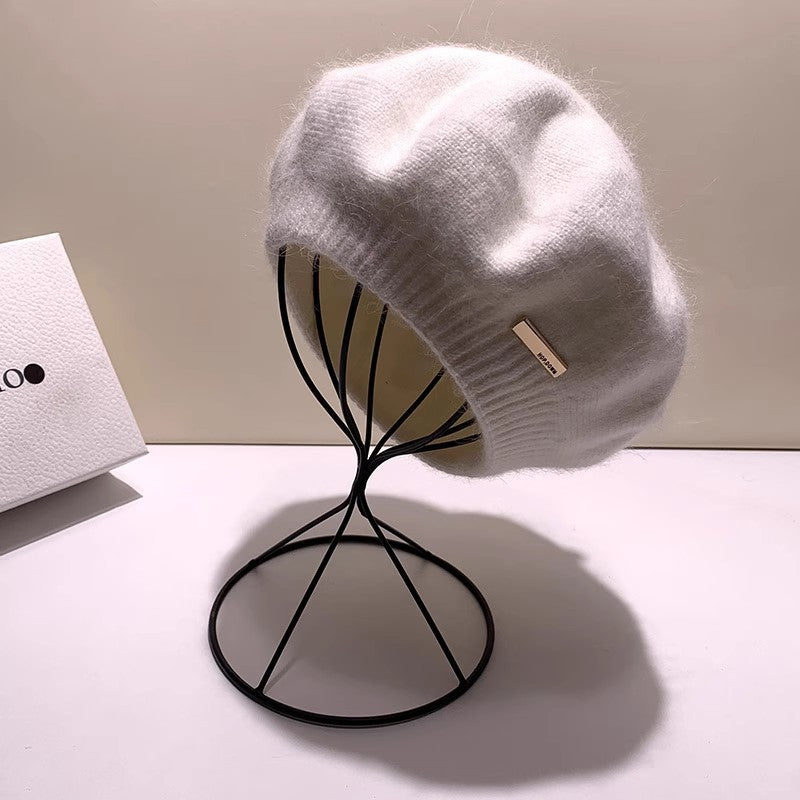 Knitted Gray Beret Women's Winter Warm