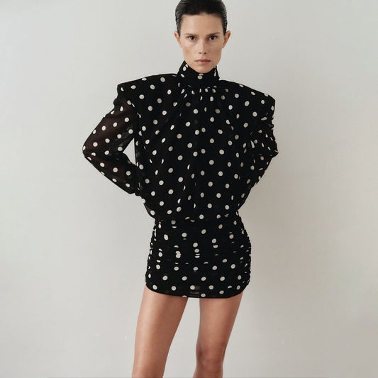 Womens Fashionable Casual Polka-Dot Short Dress