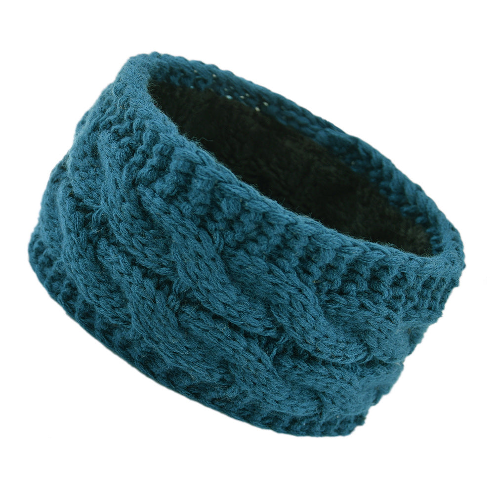 European And American Plus Velvet Knitted Hair Band Wool Color Dot Yarn Headband Variegated Warm Hair Accessories