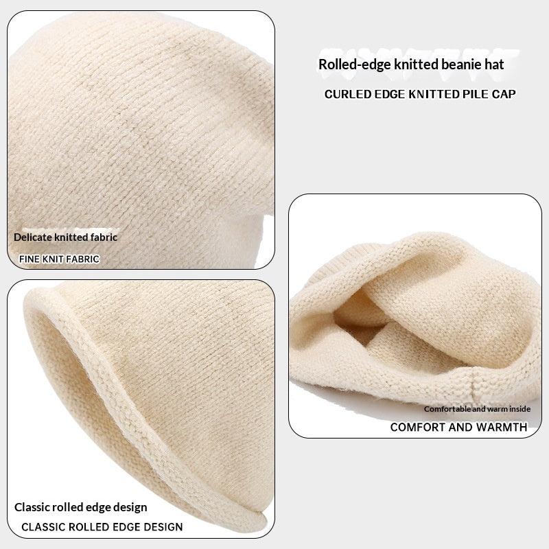 Dame Efterår/Vinter Beanie med rullet kant for varme