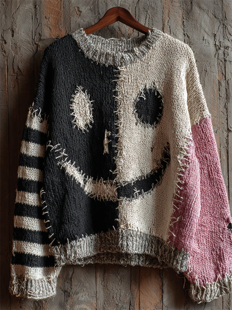 Digital Women's Printed Wear Round Neck Loose Feel Soft Sweater