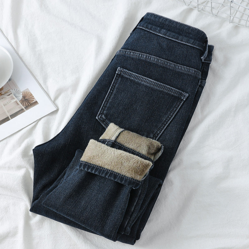 Fashion Ladies' High-waisted Plus Velvet Feet Pants