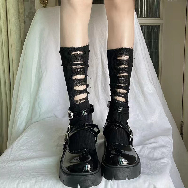 Black And White Grey Three Color Design Cut Ins Socks