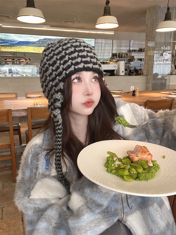 Women's Mixed Color Ski Parent-child Ear Protection Hat