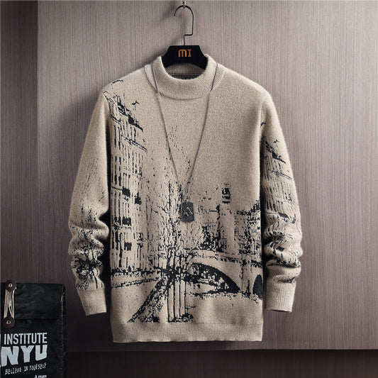 Efterår Og Vinter Rund Hals Langærmet Pullover Tyk Sweater