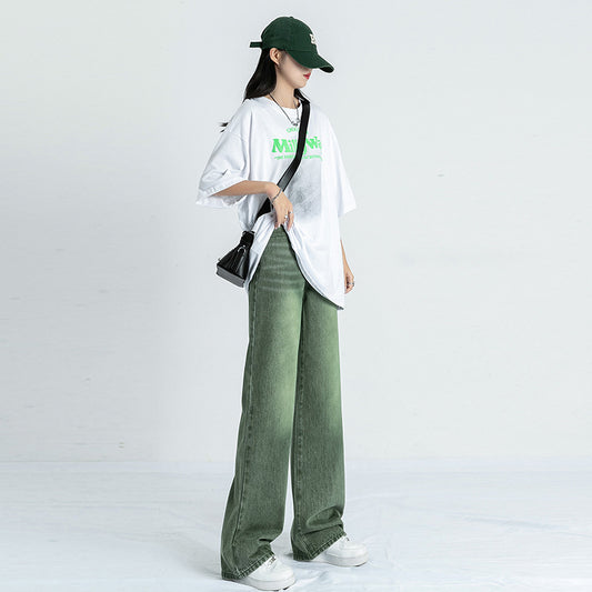 Women's High Waist American Style Straight Retro Jeans