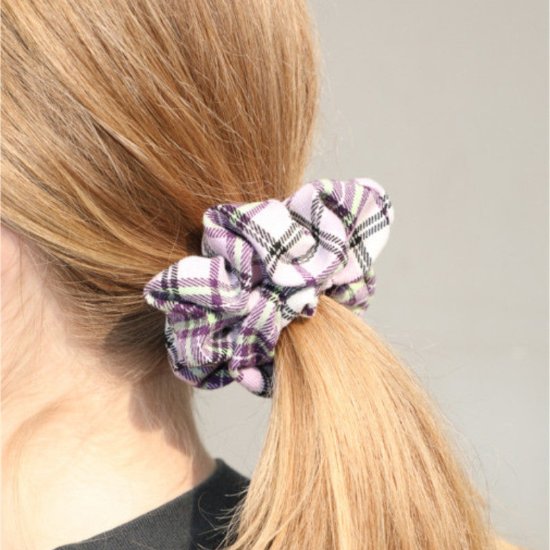 Plaid Print Large Intestine Ring Women's Hair Tie