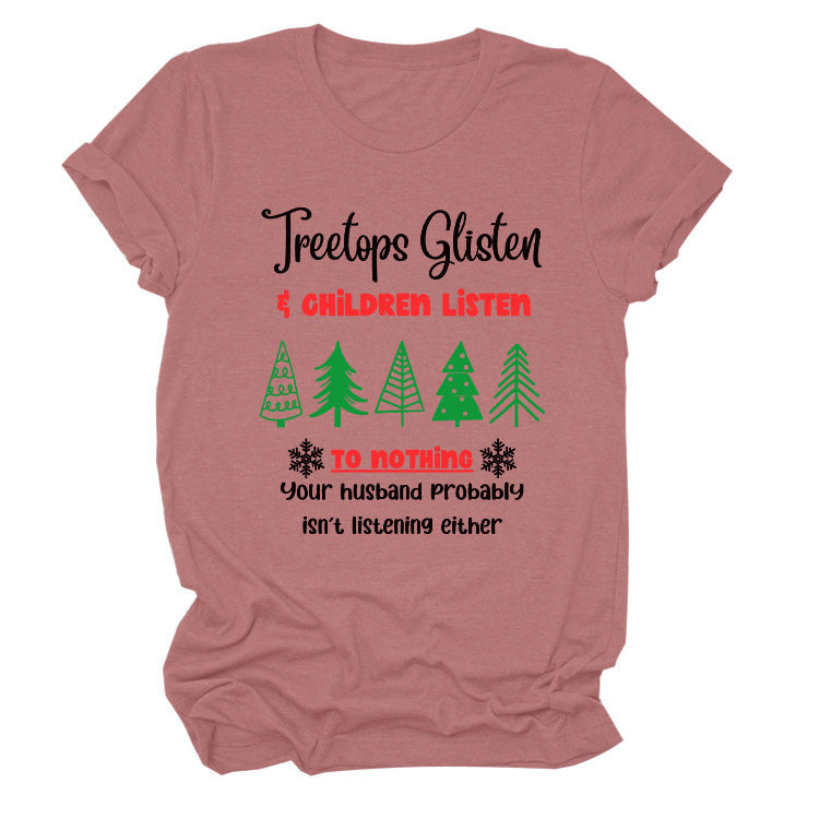 Christmas Print Casual Short Sleeve T-Shirt