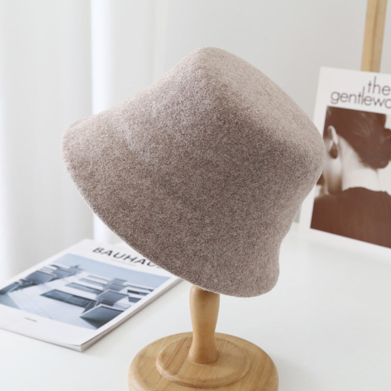 Wool Fisherman Hat Flat Top Foreign Style Multicolor