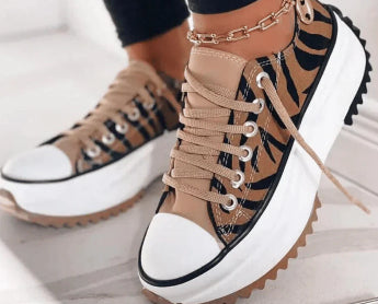 Women's Viscose High-top Platform Solid Color Canvas Shoes  Adult