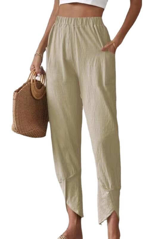 Women's Solid Color Casual Leggings Pants With Loose Pockets