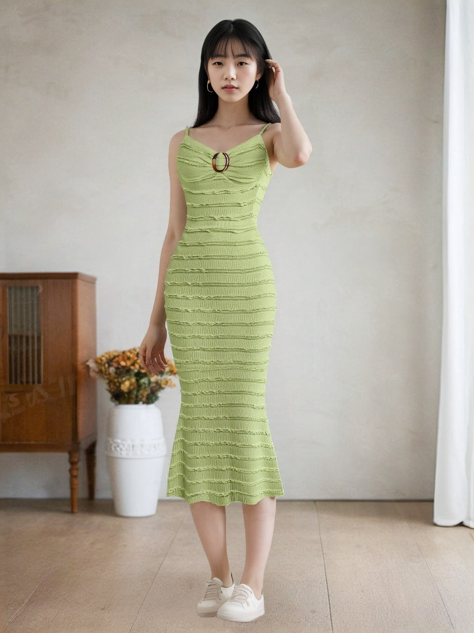 New Sleeveless Halter-neck Sexy Backless Solid-color Slip Dress