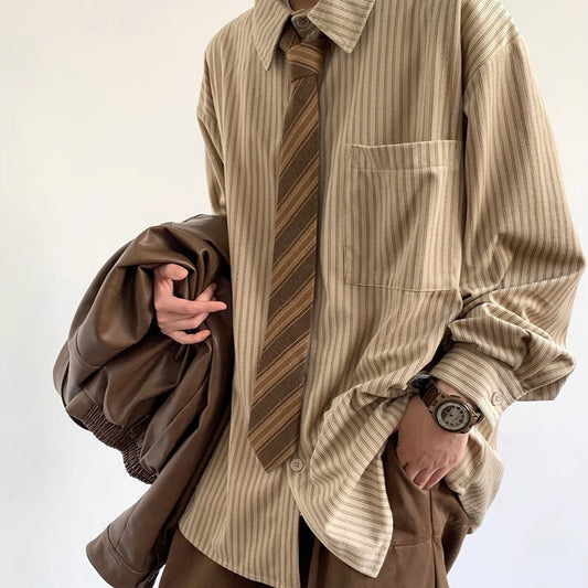 Japanese Style Retro Striped Shirt Bottoms