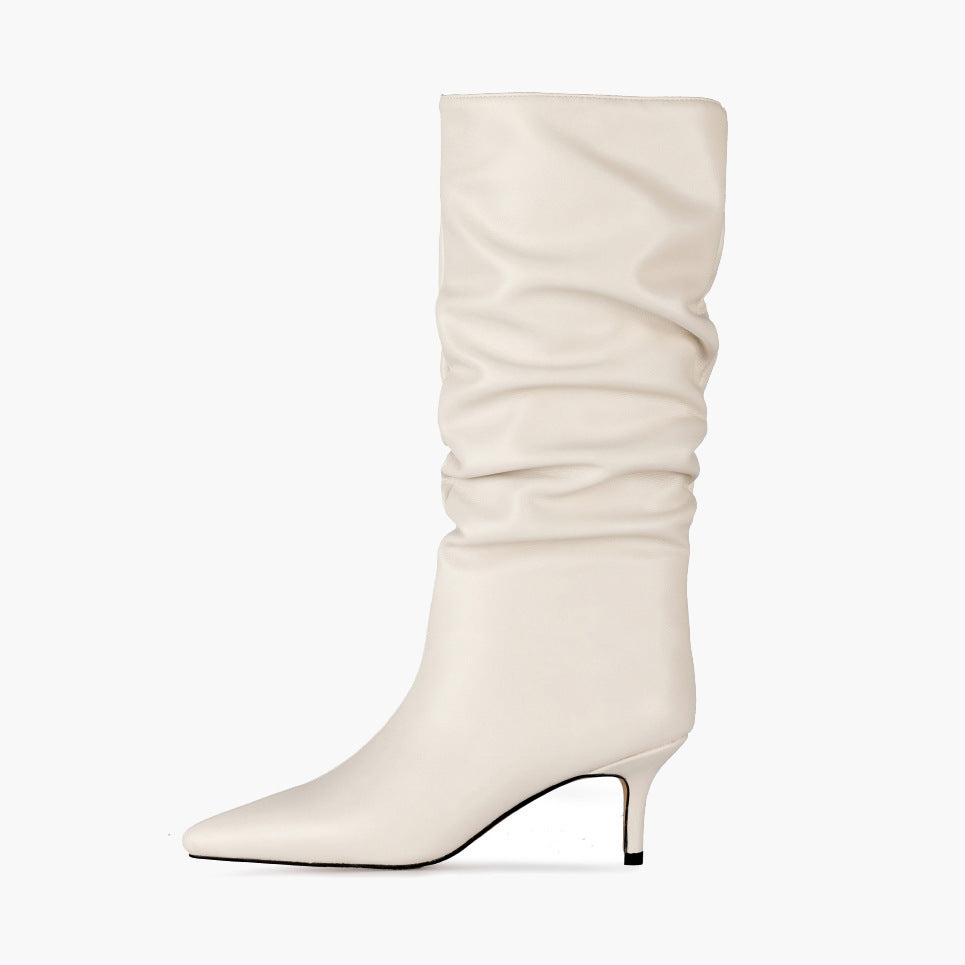Autumn New Stiletto High Heel Fashion Pleated Boots High Boots