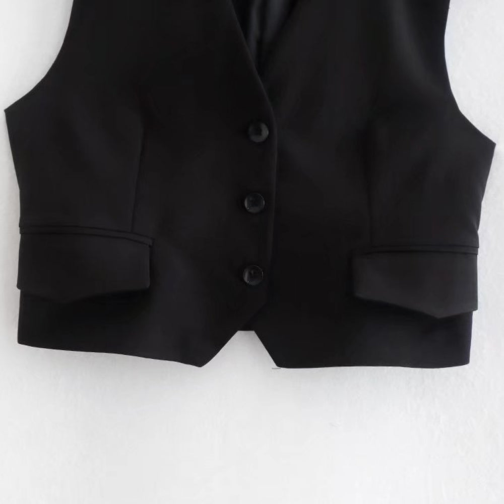New Women's V-Neck Linen Solid Tank Top