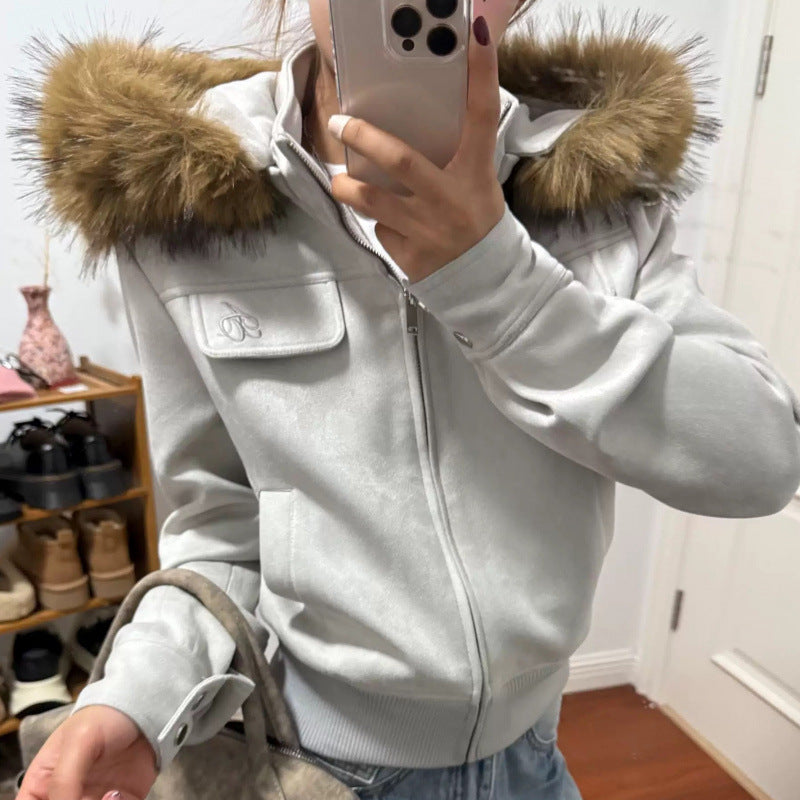 Women's Slim-fit Short Fur Collar Shoulder Jacket