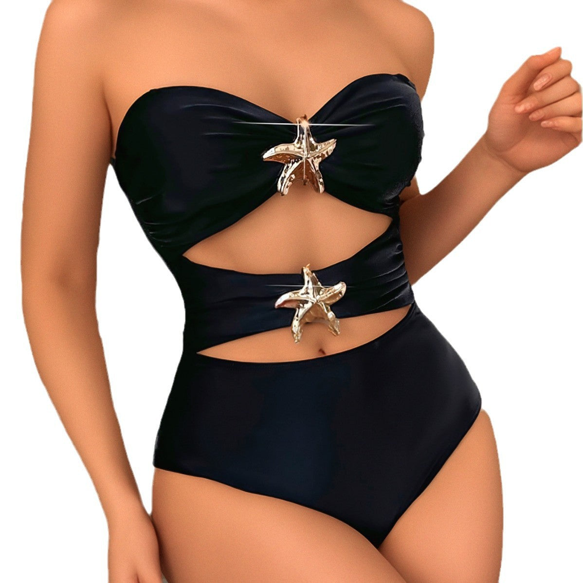 Solid Color Strap Tube Top Two Wear Sexy Siamese Bikini