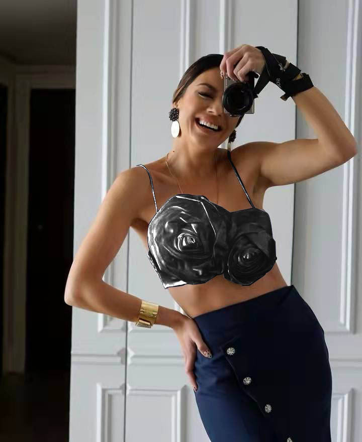 Women's Design Three-dimensional Rose Flower Vest Sling
