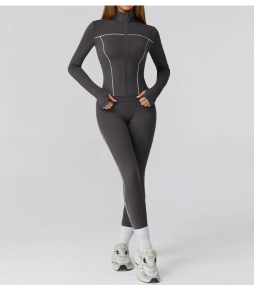 Zipper Slim Fit Yoga Health Sports Three-piece Suit