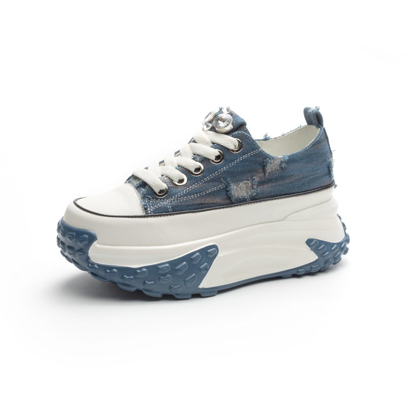 Jeans Retro Genuine Leather Elevator Sneaker