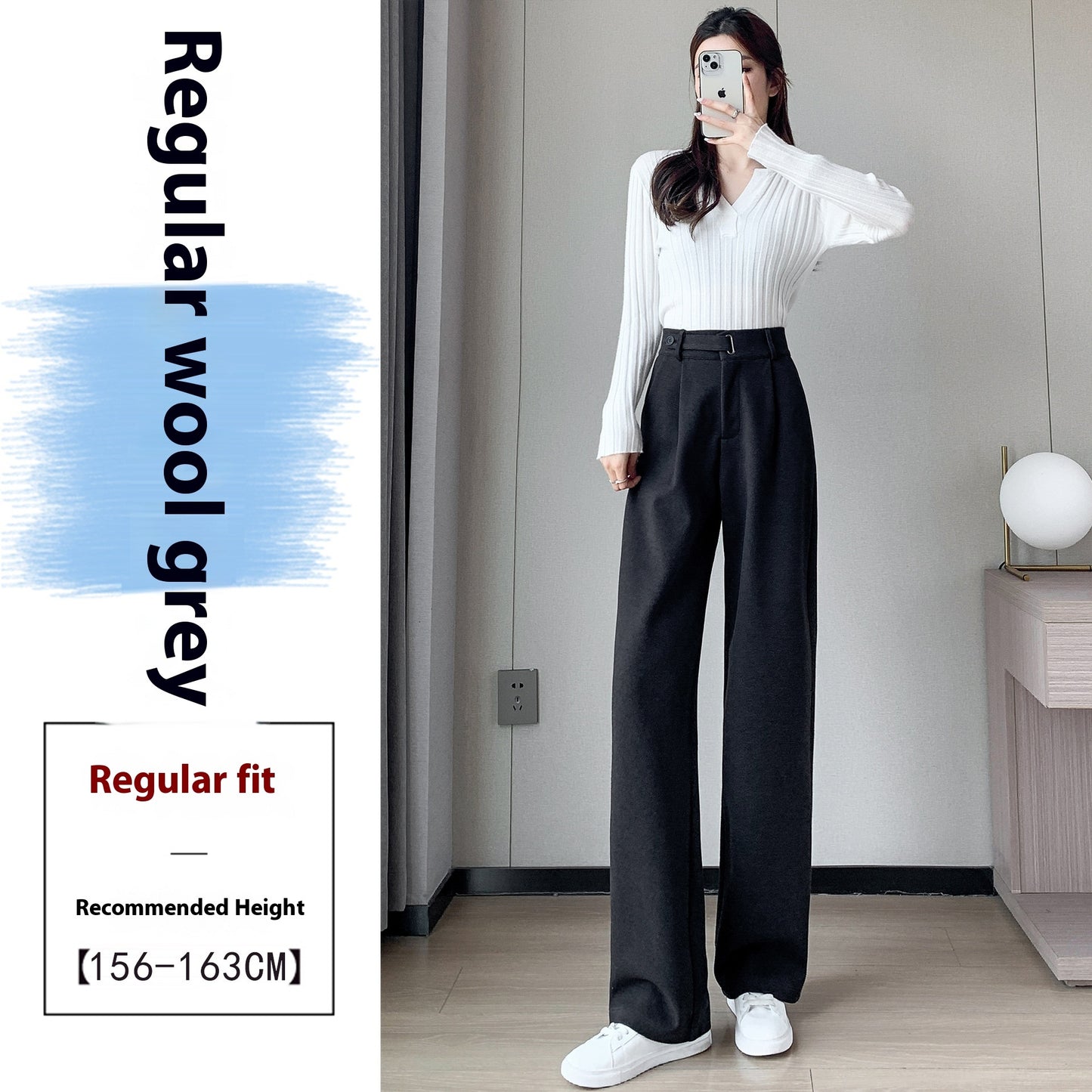 Female Autumn And Winter Loose Casual Woolen Straight-leg Pants