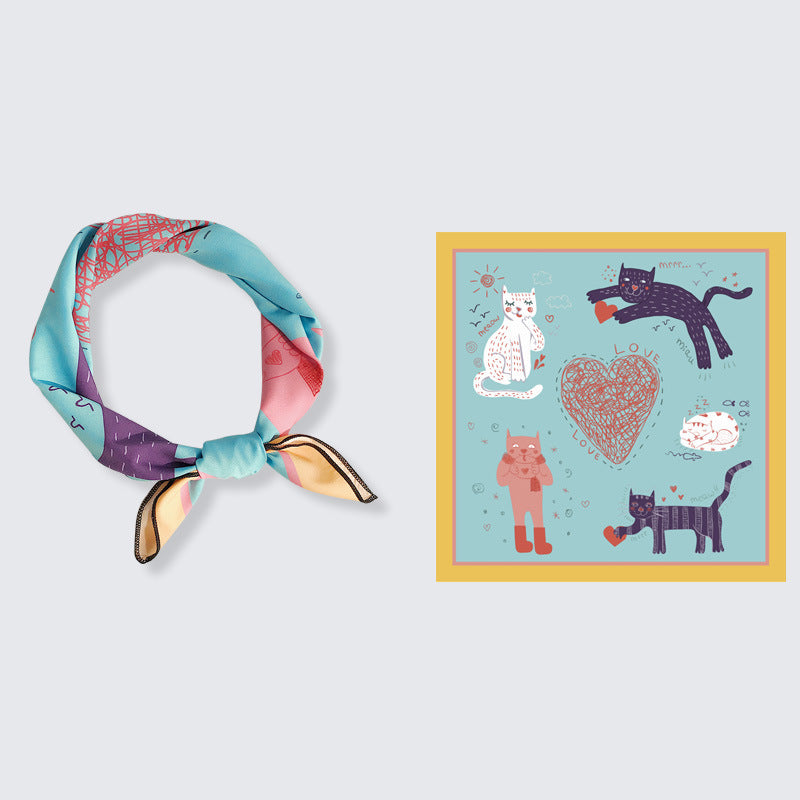 Decorative Spring And Autumn Chiffon Print Small Scarf