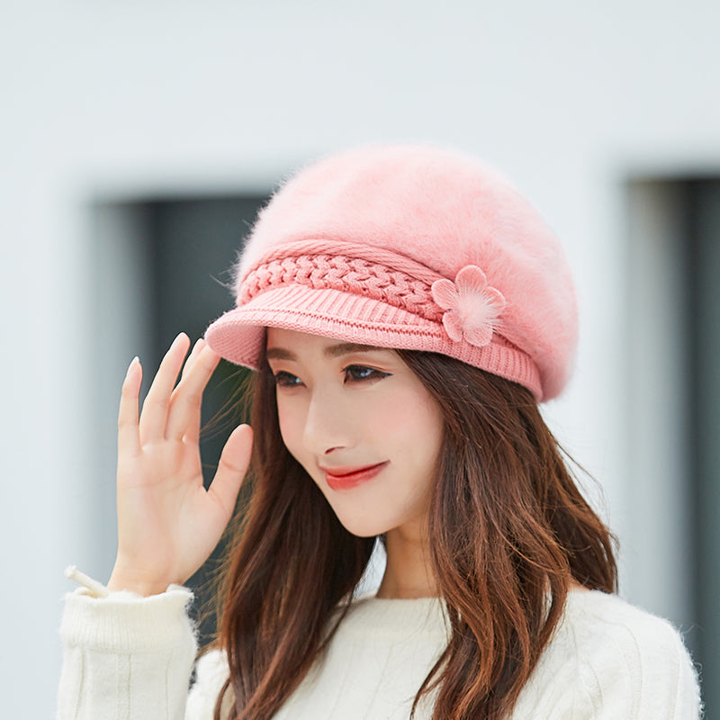Women's Winter Rabbit Fur Warm Knitted Wool Hat