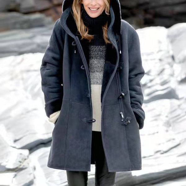 New Coat With Cashmere Fur Collar Pockets Women's