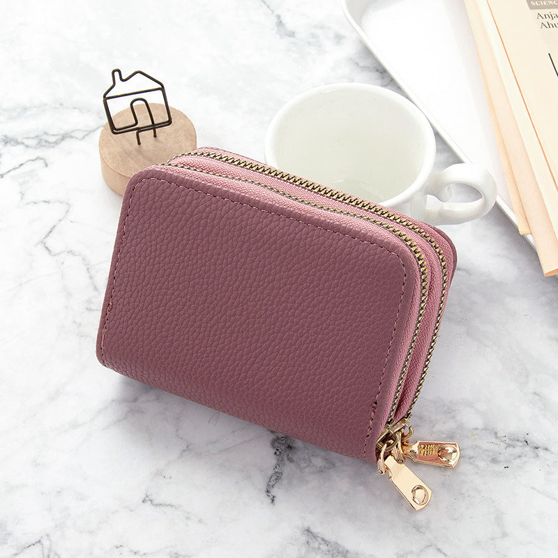 Women's Short Solid Leather Wallet