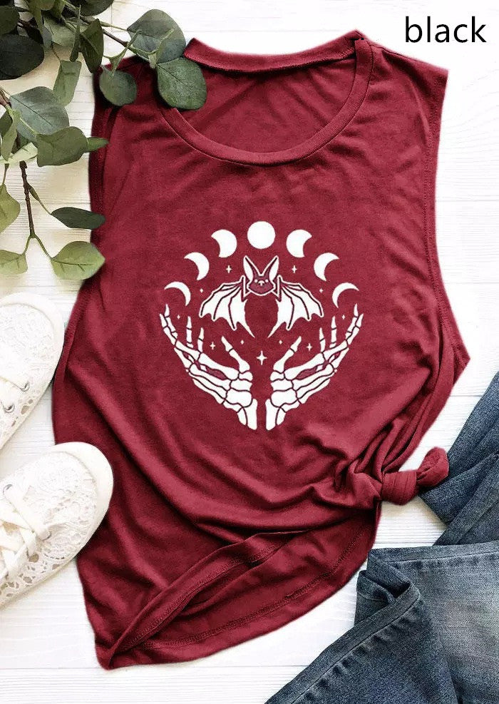 Sun And Moon Skull Hand New Sleeveless T-Shirt Vest