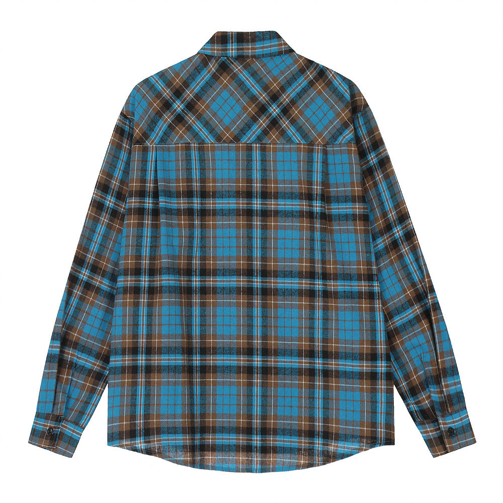 American Retro Plaid Shirt Coat Spring And Autumn Loose