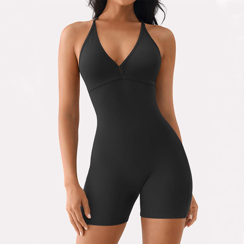 Rygløs Nude Feel Yoga Jumpsuit med lange ærmer
