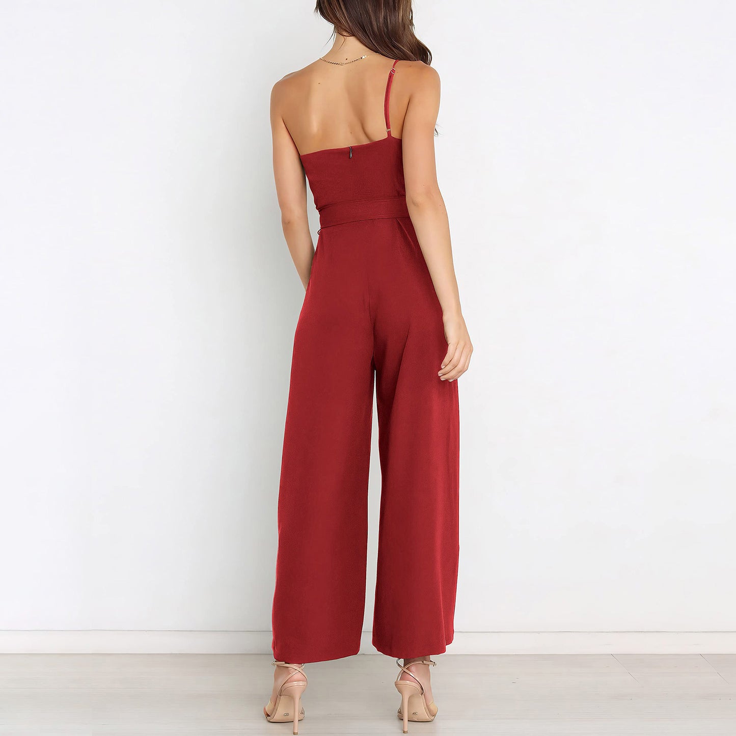 Temperament Commute Solid Color Lace-up Jumpsuit For Women
