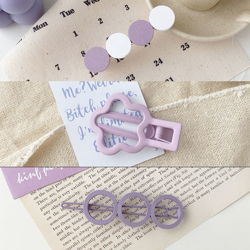 New Purple Girl Heart Pure Color Side Clip Flower Hairpin