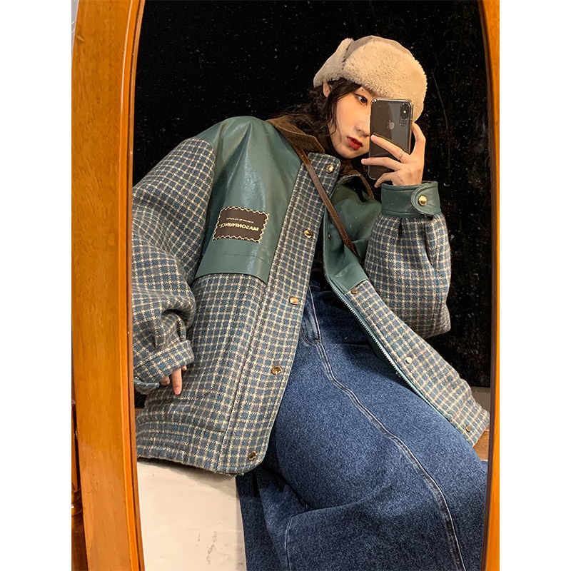 Small And Versatile Gentle Fashion Sweet Retro Woolen Leather Jacket