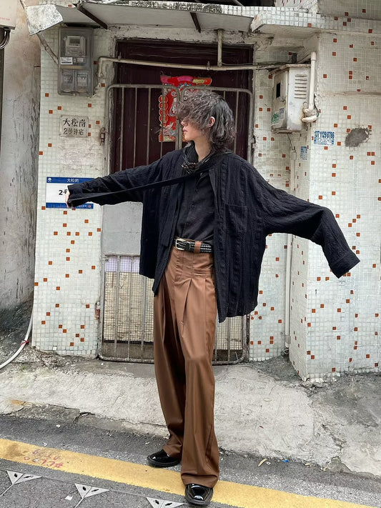 Splicing Strap Long Sleeved Jacket