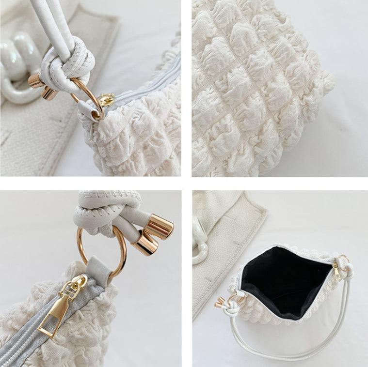 Women's Simple Gentle Elegant Pleated Underarm Messenger Bag