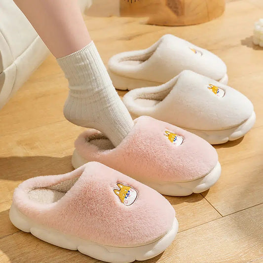 Solid Color Cartoon Embroidery Household Anti-skid Shoes