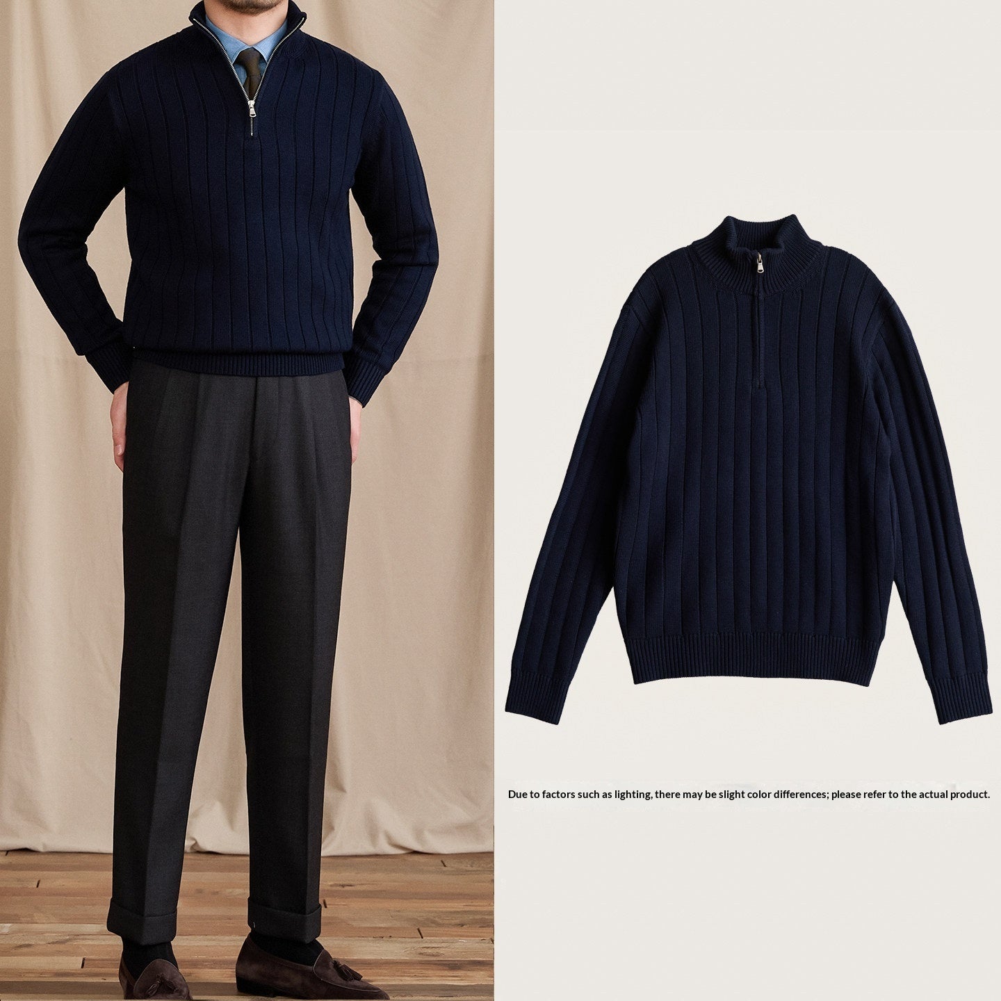 Men's Half-high Collar Zipper Sweater