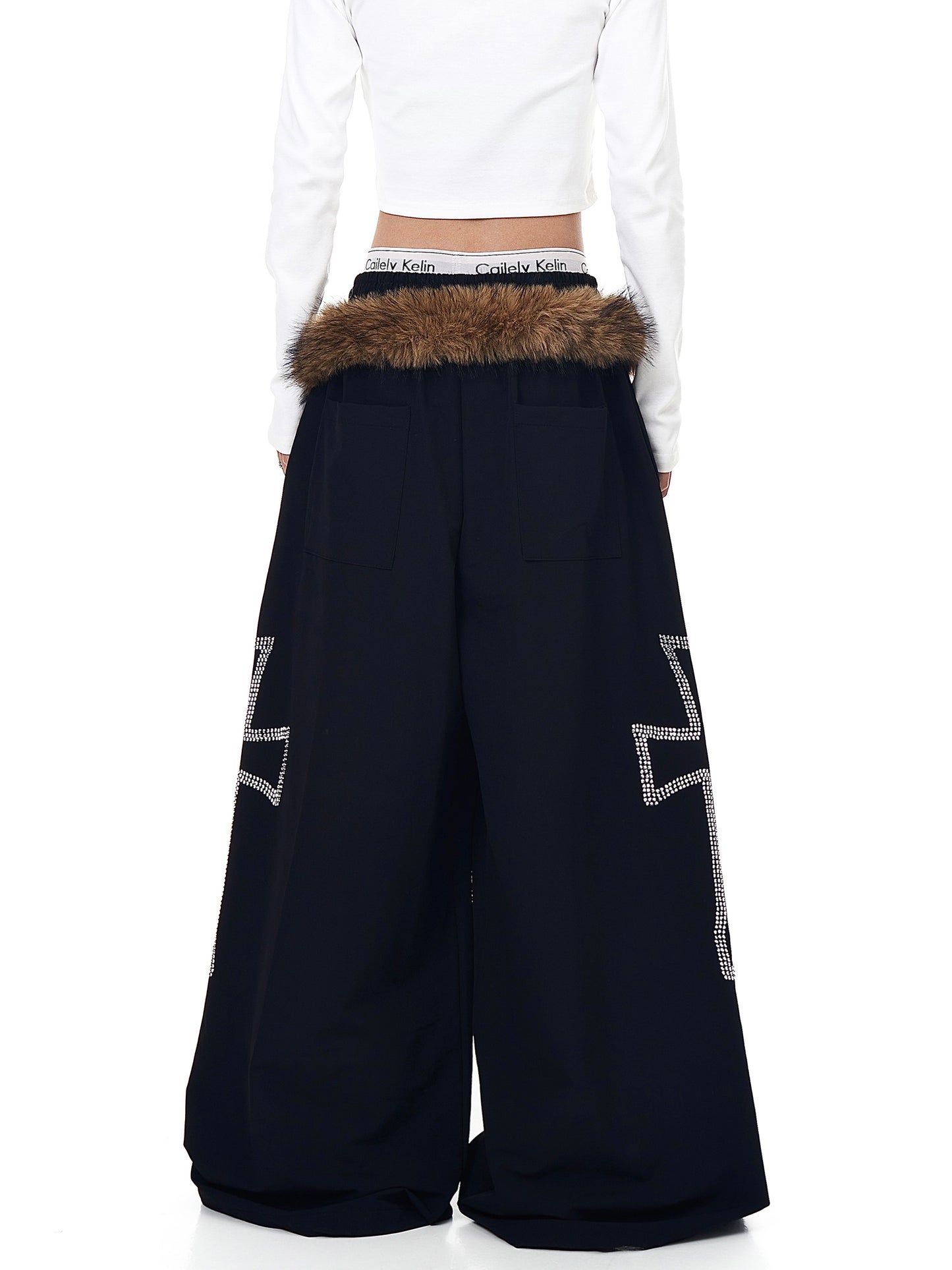 American Retro Deconstructed Detachable Fur Collar Overalls
