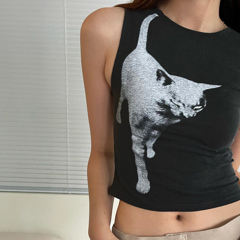 Printed Sleeveless Slim Fit Tank Top